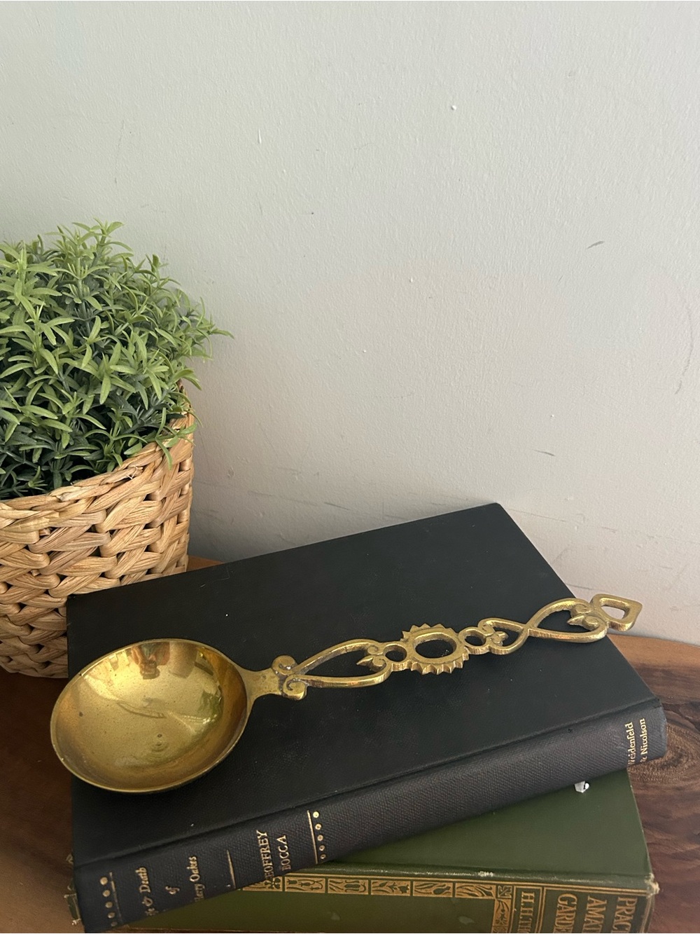 Vintage Solid Brass and Welsh Love Spoon Ladle Hearts wedding